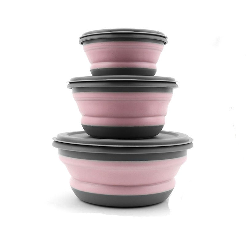 3-Piece Silicone Folding Lunch Box Set - Portable and Perfect for Picnics