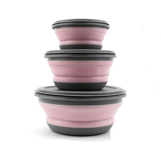 3-Piece Silicone Folding Lunch Box Set - Portable and Perfect for Picnics