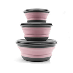 3-Piece Silicone Folding Lunch Box Set - Portable and Perfect for Picnics