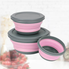 3-Piece Silicone Folding Lunch Box Set - Portable and Perfect for Picnics