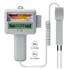 2-in-1 PH Chlorine Meter 0-5-6.0ppm CL2 Level Tester Pool Water Monitor
