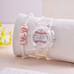 LED Glow Watch and Bracelet Set - Student Baseball Wristwatch
