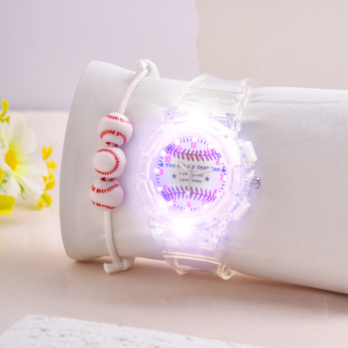 LED Glow Watch and Bracelet Set - Student Baseball Wristwatch