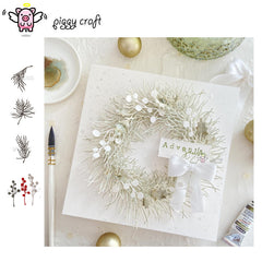 1pc Piggy Craft Metal Cutting Dies Christmas Needle Branch Scrapbook Paper