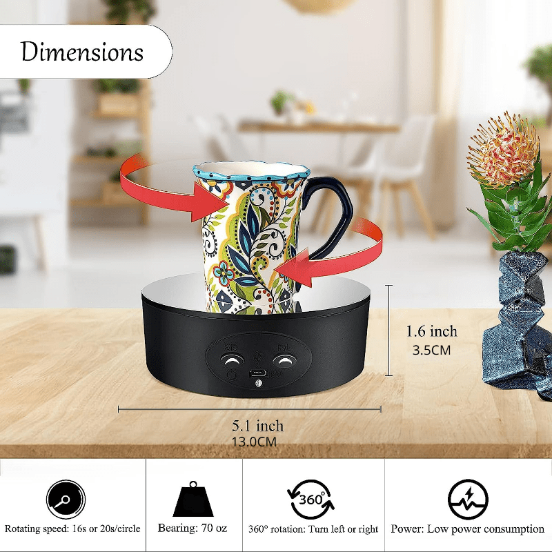 360 Auto Mute Spin Turntable for Displaying Tumblers Photography Videos