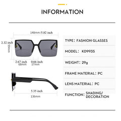 Vintage Oversized Square Sunglasses UV400 Protection