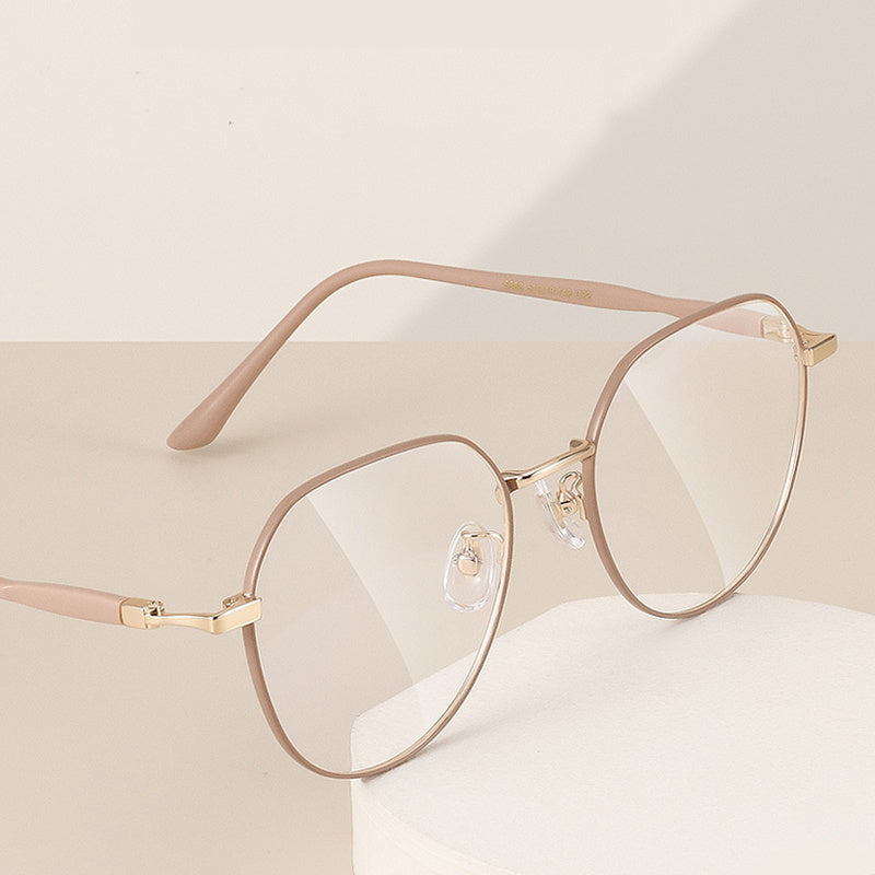 Men's Oval Anti Light Glasses Milky Frame Vintage Style