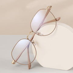 Men's Oval Anti Light Glasses Milky Frame Vintage Style