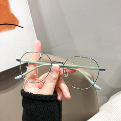 Men's Oval Anti Light Glasses Milky Frame Vintage Style
