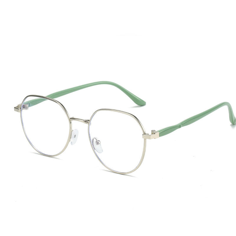 Men's Oval Anti Light Glasses Milky Frame Vintage Style