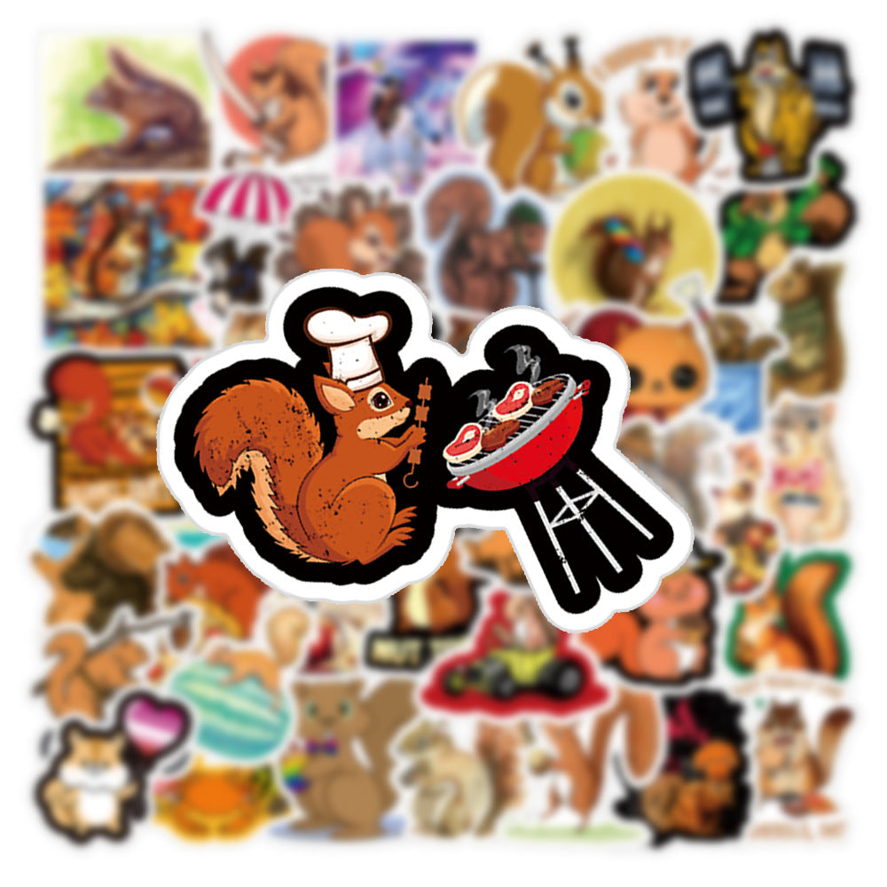 55pcs Cartoon Squirrel Animals Stickers Waterproof Vinyl Vintage Bumper Decals