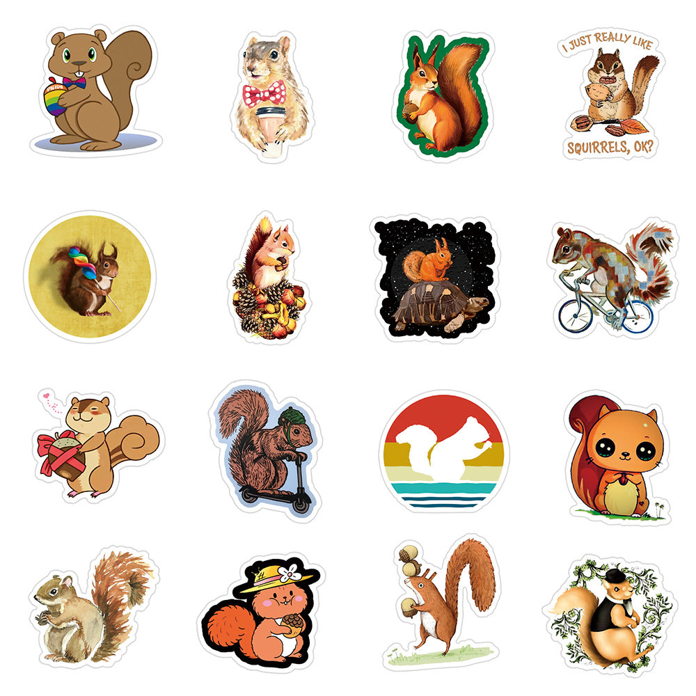 55pcs Cartoon Squirrel Animals Stickers Waterproof Vinyl Vintage Bumper Decals