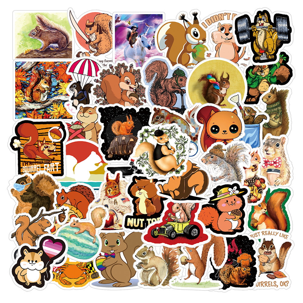 55pcs Cartoon Squirrel Animals Stickers Waterproof Vinyl Vintage Bumper Decals