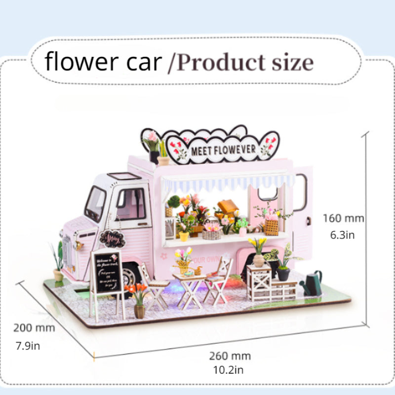 DIY Dollhouse Kit with LED Lights & Flowers