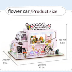 DIY Dollhouse Kit with LED Lights & Flowers