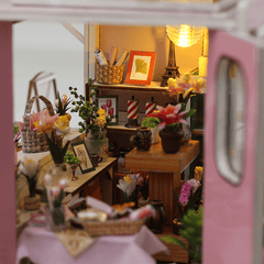 DIY Dollhouse Kit with LED Lights & Flowers