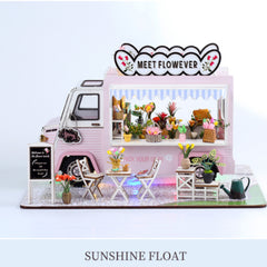 DIY Dollhouse Kit with LED Lights & Flowers