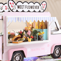 DIY Dollhouse Kit with LED Lights & Flowers