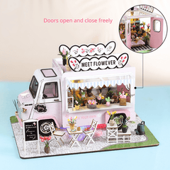 DIY Dollhouse Kit with LED Lights & Flowers