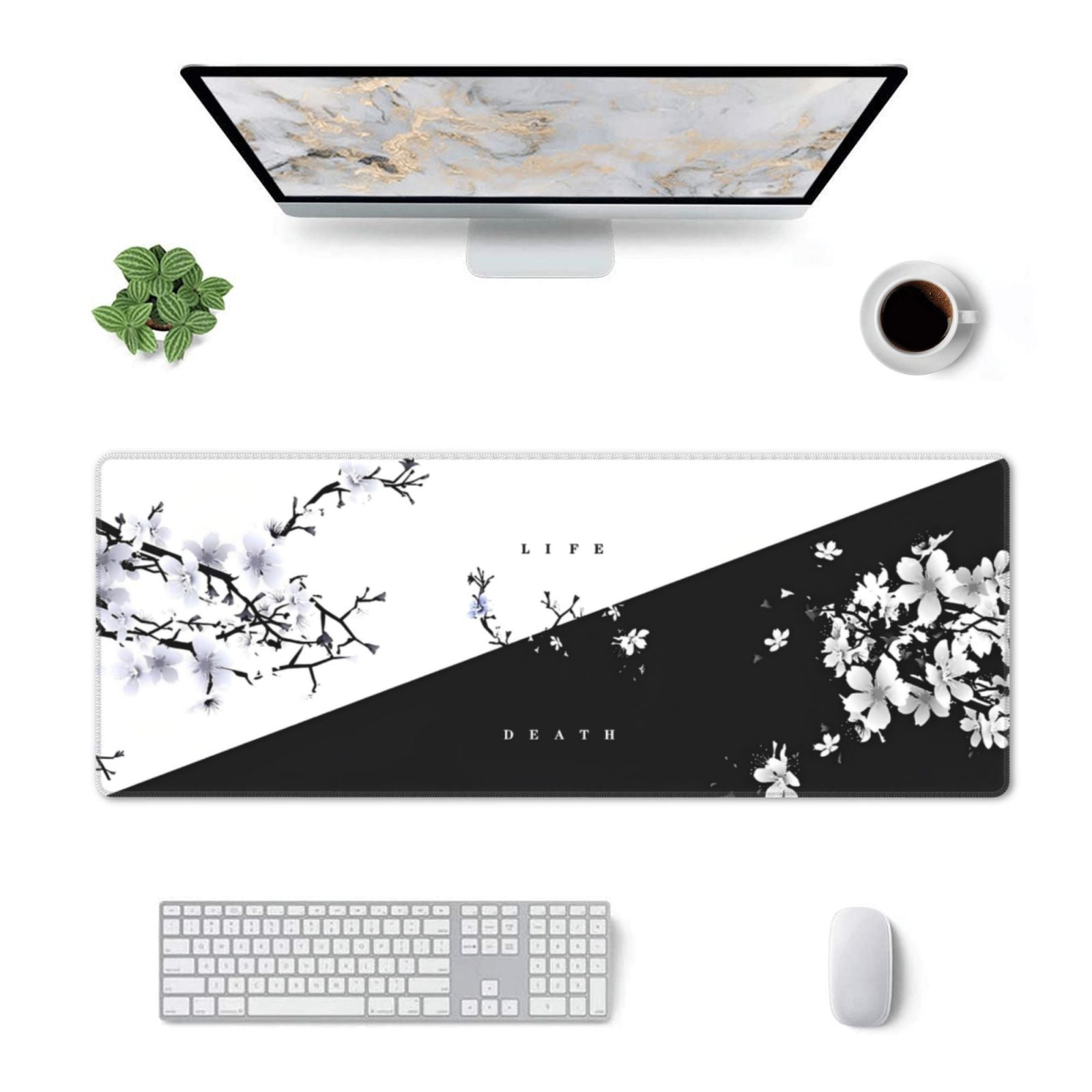 Cherry Blossoms Mouse Pad Japanese Sakura Desk Mat 80X30cm Non Slip Rubber Base