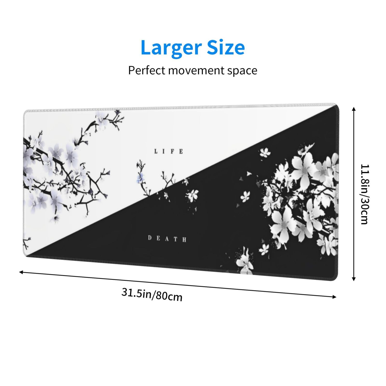 Cherry Blossoms Mouse Pad Japanese Sakura Desk Mat 80X30cm Non Slip Rubber Base