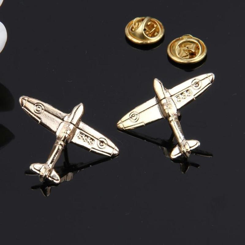 2Pcs Stripe Airplane Metal Brooch Pins Set, Enamel Button Pin For Students