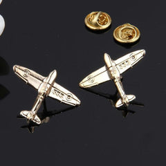 2Pcs Stripe Airplane Metal Brooch Pins Set, Enamel Button Pin For Students