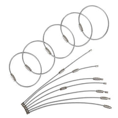 10pcs Stainless Steel Wire Keychain Tag Rope Screw Lock Ring