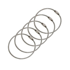 10pcs Stainless Steel Wire Keychain Tag Rope Screw Lock Ring