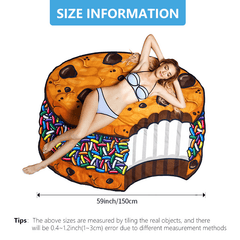 Tassel Round Beach Towel Hamburger Fruit Print Picnic Blanket