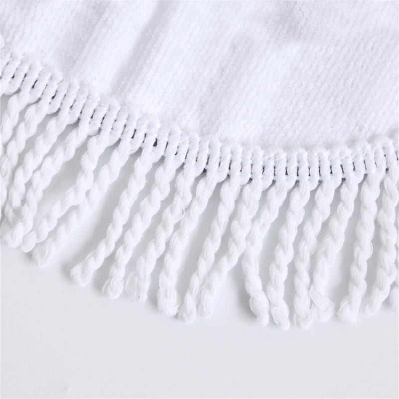 Tassel Round Beach Towel Hamburger Fruit Print Picnic Blanket
