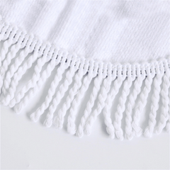 Tassel Round Beach Towel Hamburger Fruit Print Picnic Blanket