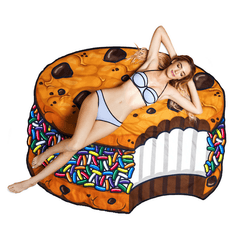 Tassel Round Beach Towel Hamburger Fruit Print Picnic Blanket