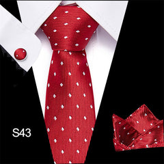 Classic Tie Business Set With Cufflinks Square Scarf Birthday Gift