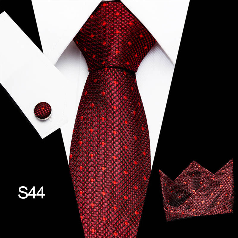 Classic Tie Business Set With Cufflinks Square Scarf Birthday Gift