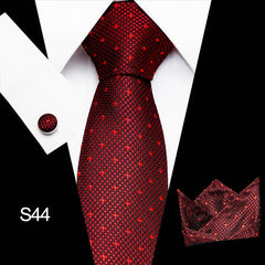 Classic Tie Business Set With Cufflinks Square Scarf Birthday Gift