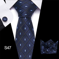 Classic Tie Business Set With Cufflinks Square Scarf Birthday Gift