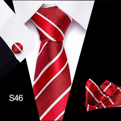 Classic Tie Business Set With Cufflinks Square Scarf Birthday Gift