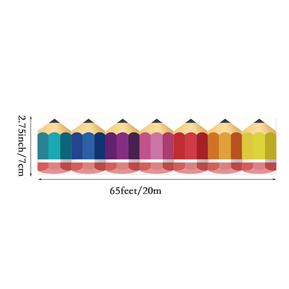 65Ft Colored Pencil Self Adhesive Bulletin Board Borders Classroom Stickers