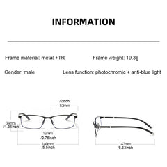 Photochromic Reader Glasses Men's Multifocal Presbyopia Anti Light Sunglasses