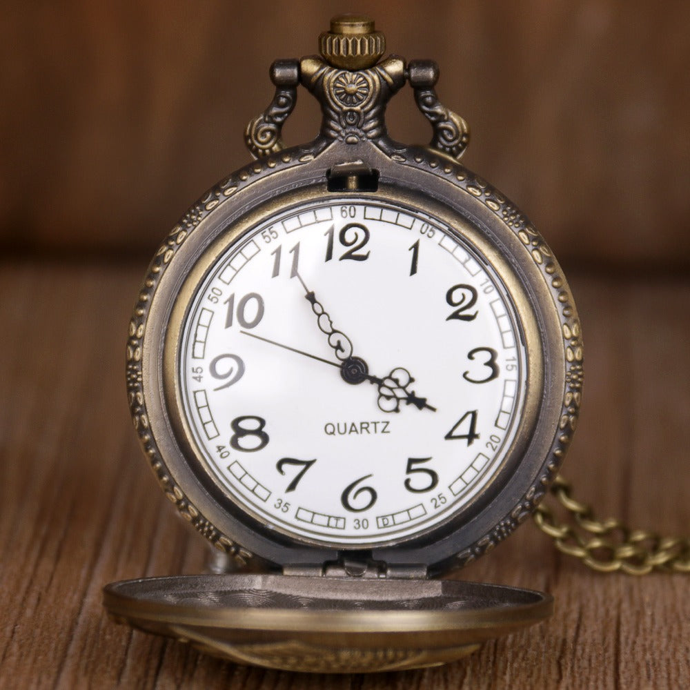 Vintage Alloy Pocket Watch With Chain Pendant Gift For Children