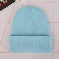 Candy Colored Warm Knitted Hat for Autumn and Winter