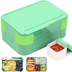 1550ml Leak-proof Bento Box with 6 Grids & Cutlery