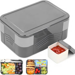 1550ml Leak-proof Bento Box with 6 Grids & Cutlery