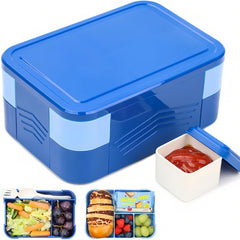 1550ml Leak-proof Bento Box with 6 Grids & Cutlery