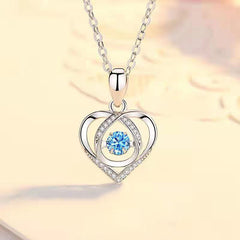 Heart Pendant Necklace with Rhinestone Decoration