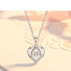 Heart Pendant Necklace with Rhinestone Decoration