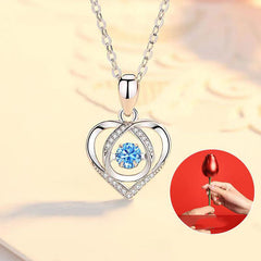 Heart Pendant Necklace with Rhinestone Decoration