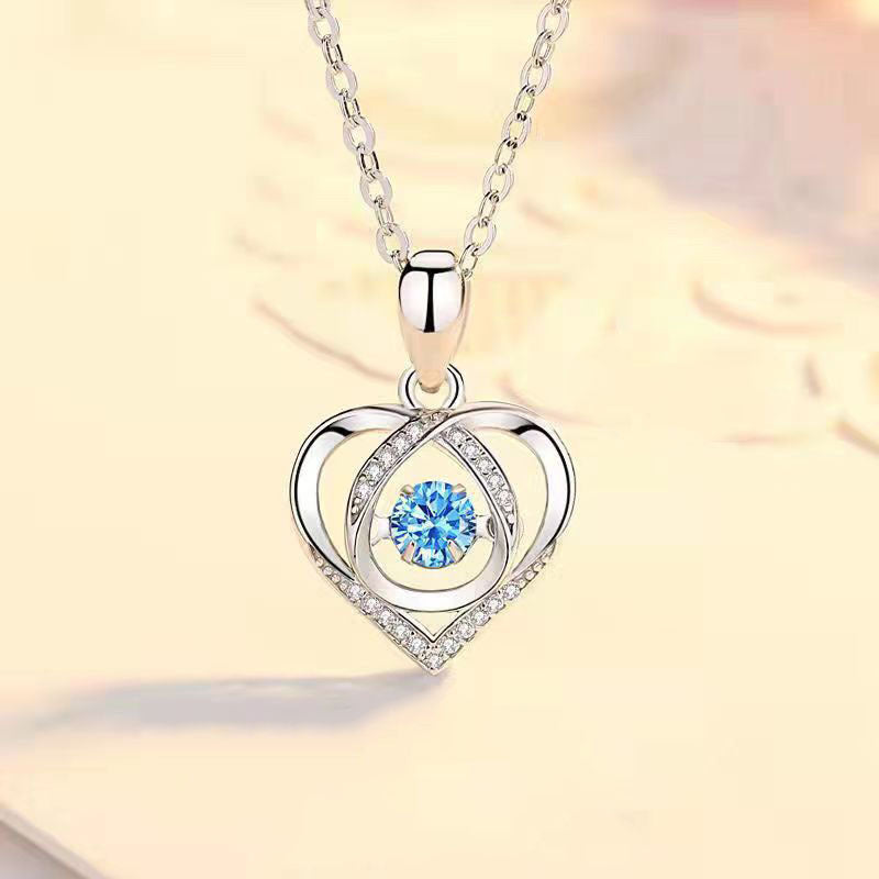 Heart Pendant Necklace with Rhinestone Decoration