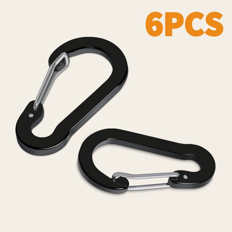 6pcs Mountaineering Buckle Camping Safety Stainless Steel Spring Buckle
